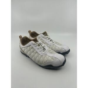 Footjoy FJ Super Lites Womens Size 9 W White Tan Beige Leather Golf Shoes 98847